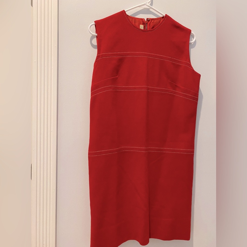 Vintage Joyce Red Wool Sleeveless Dress
